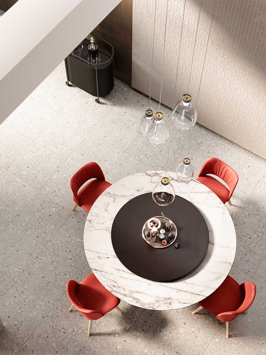 poltrona frau mesa due table with lasy susan