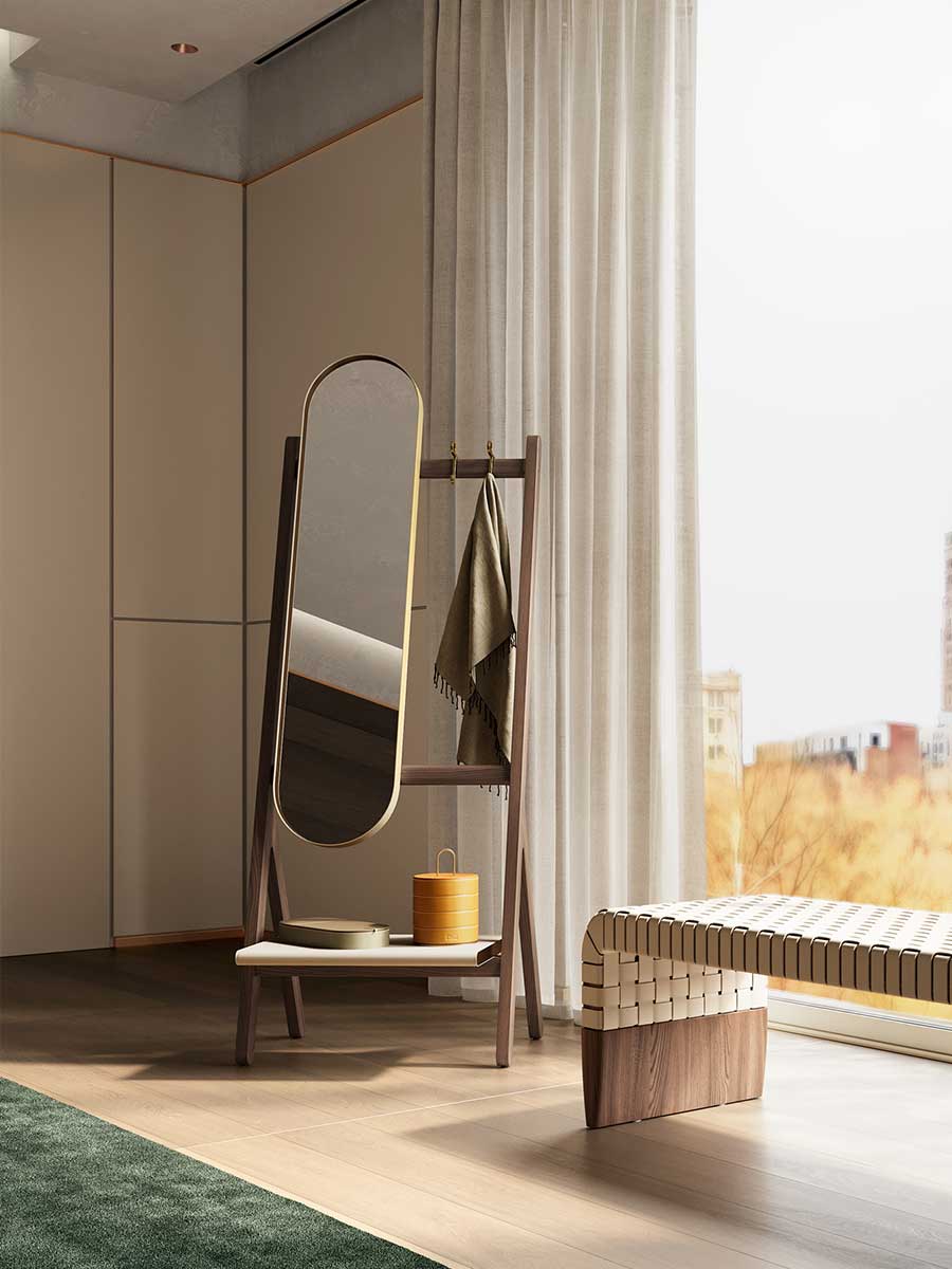 poltrona frau ren standing mirror with hangers