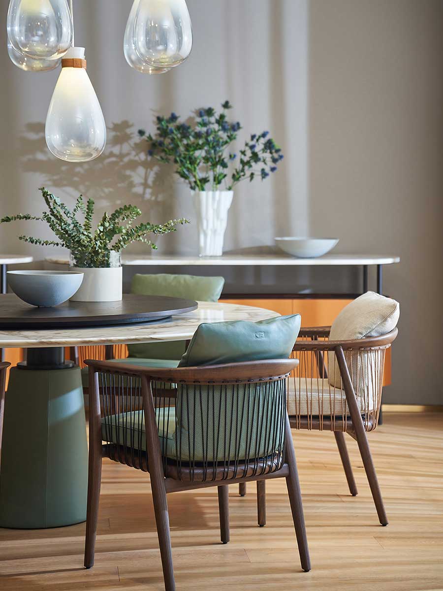 poltrona frau mesa due table with lasy susan