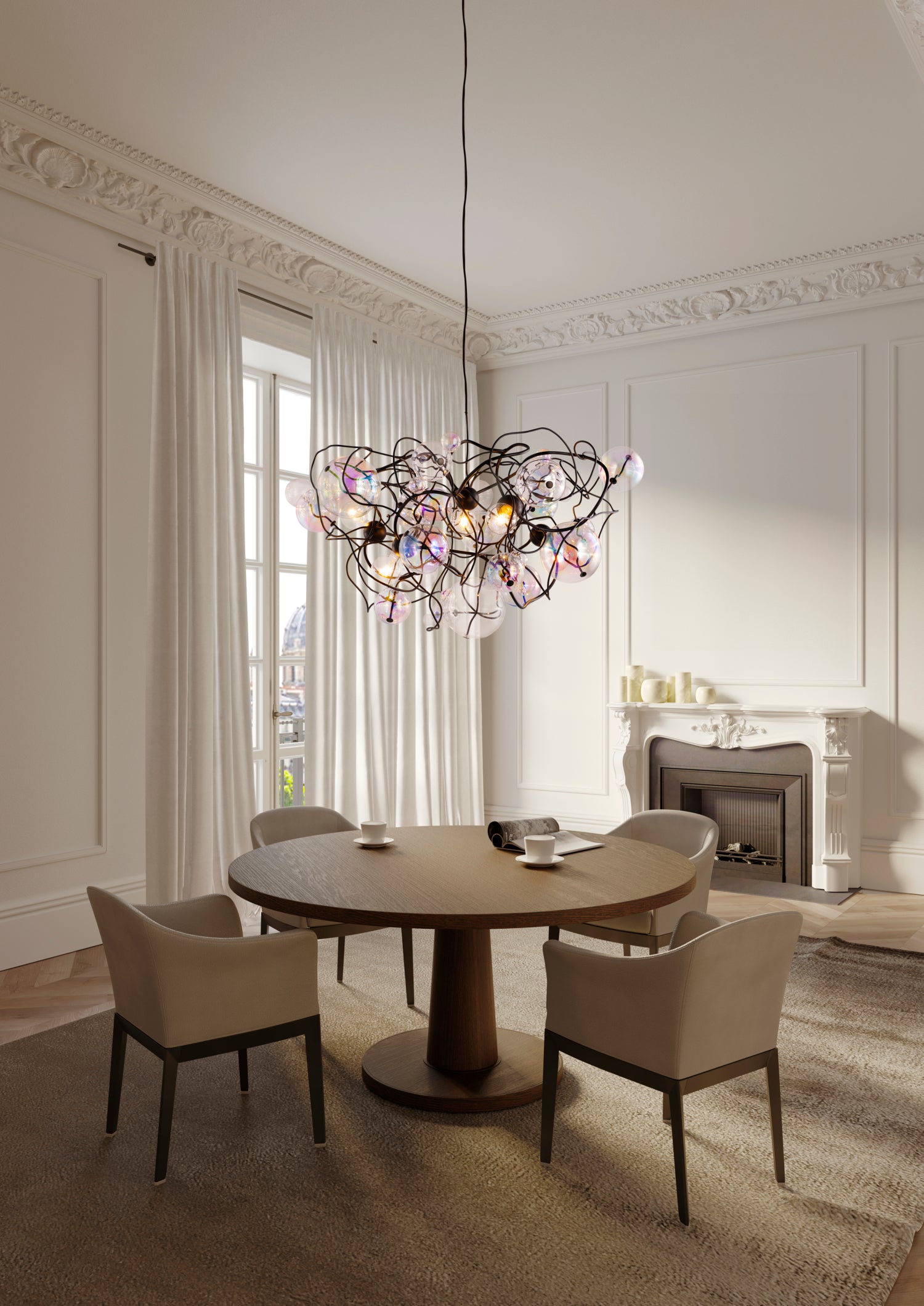 Bubbles Flow Chandelier Round