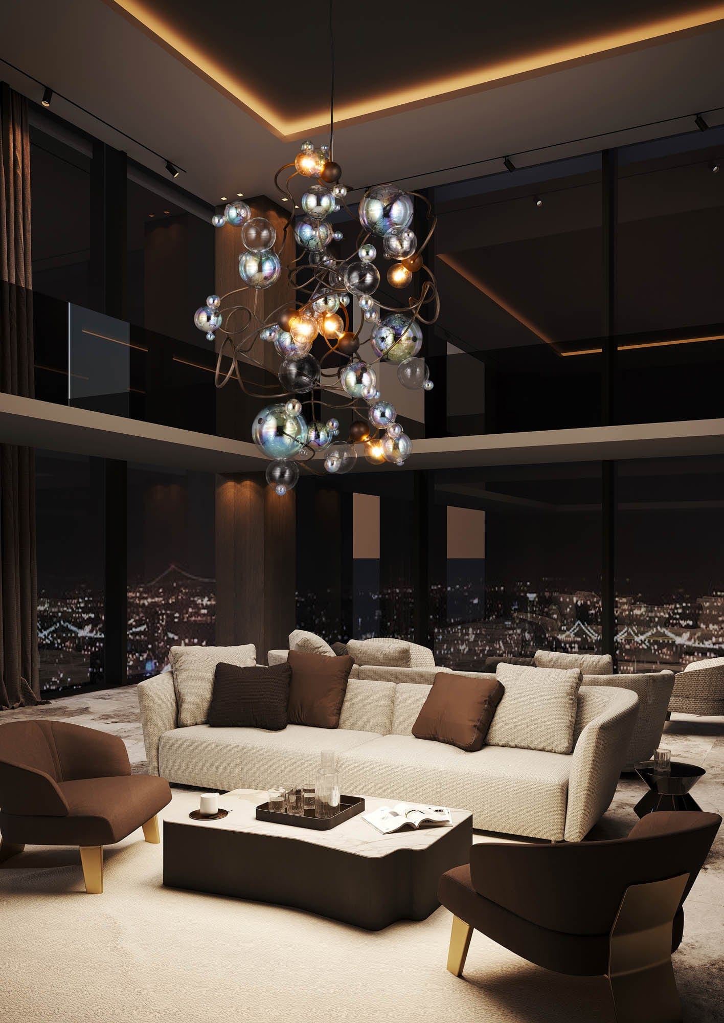 Bubbles Flow Chandelier Conical
