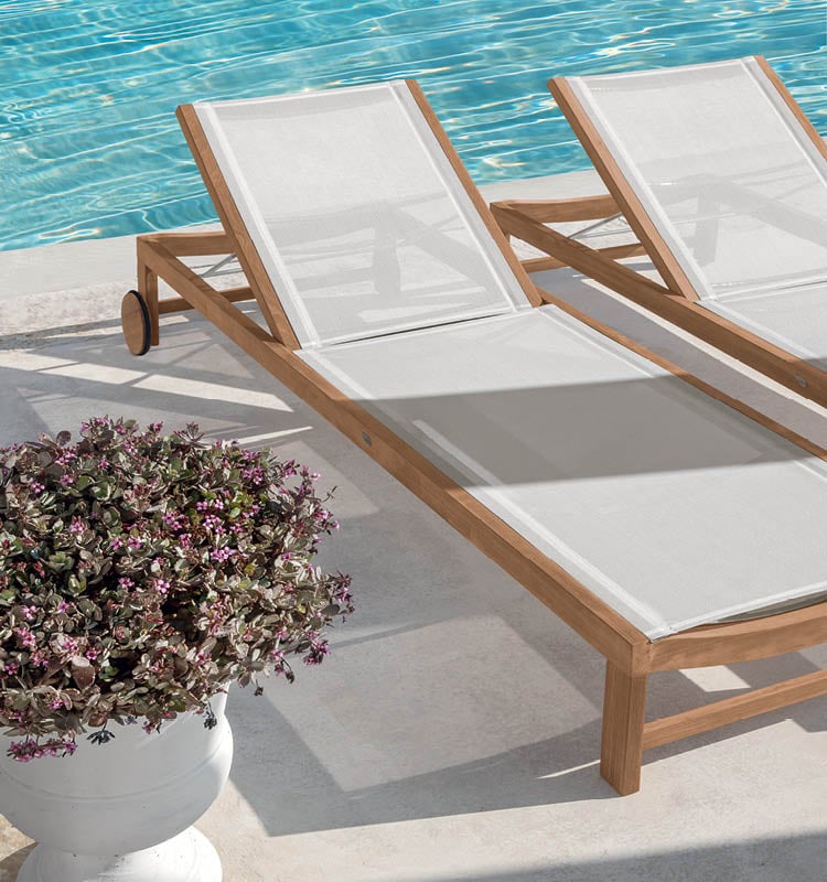 Sand Sunbed In Teak And Ethitex